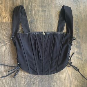 Black Corset-Style Crop Top